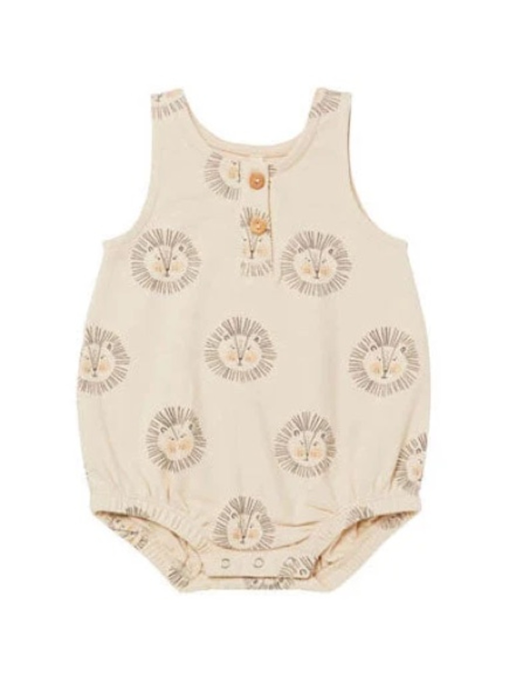 Quincy Mae Beige Lion Bubble Romper